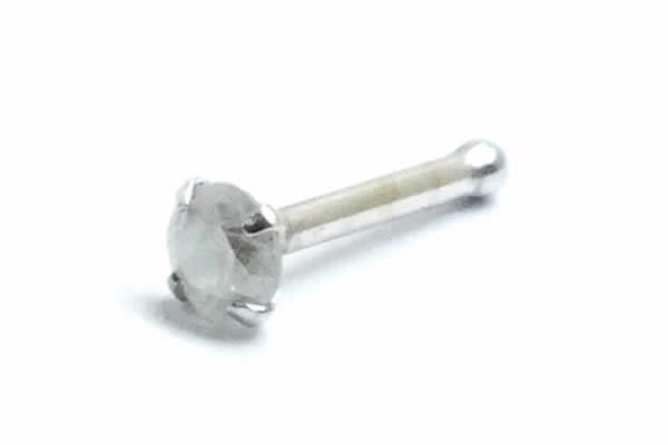 ダイヤモンド（PK2/3.0mm/K14WG） 鼻ピアス 18G