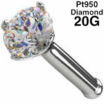 2.5mmダイヤモンド プラチナ950 ノーズスタッド 20G