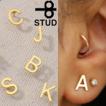 ゴールド アルファベット ステンレスピアス